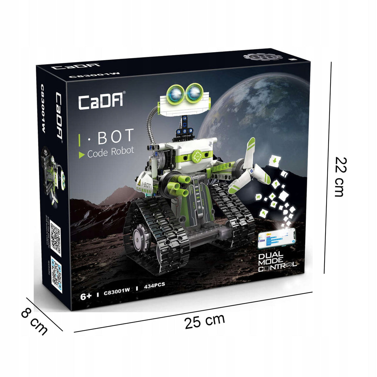 Cada Technic Robotas – Programuojamas, Nuotoliniu Būdu Valdomas Konstruktorius su LED Šviesomis, 434 Detalės