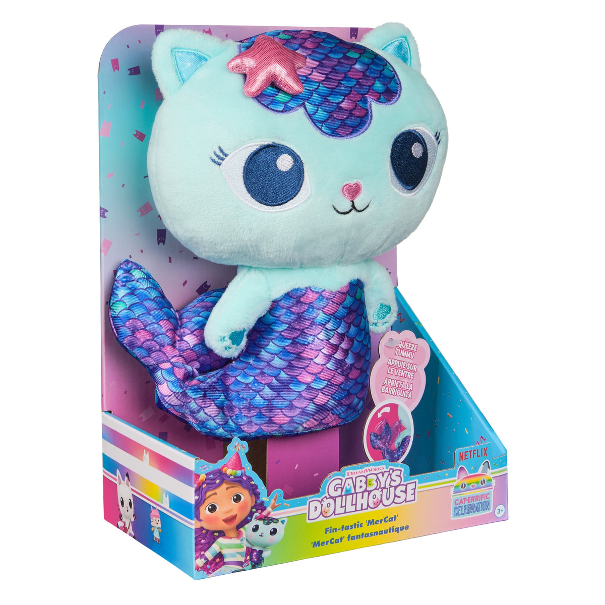 Gabby's Dollhouse Minkštas Žaislas Mercat – Judanti Undinėlė-Katytė, Pliušinė Žaisliukė 25 cm