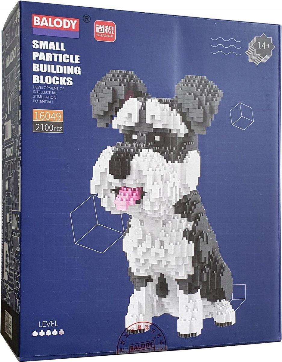 Balody Šnauceris – 3D Mini Konstruktorius Šuns Figūra, 2100 Detalių