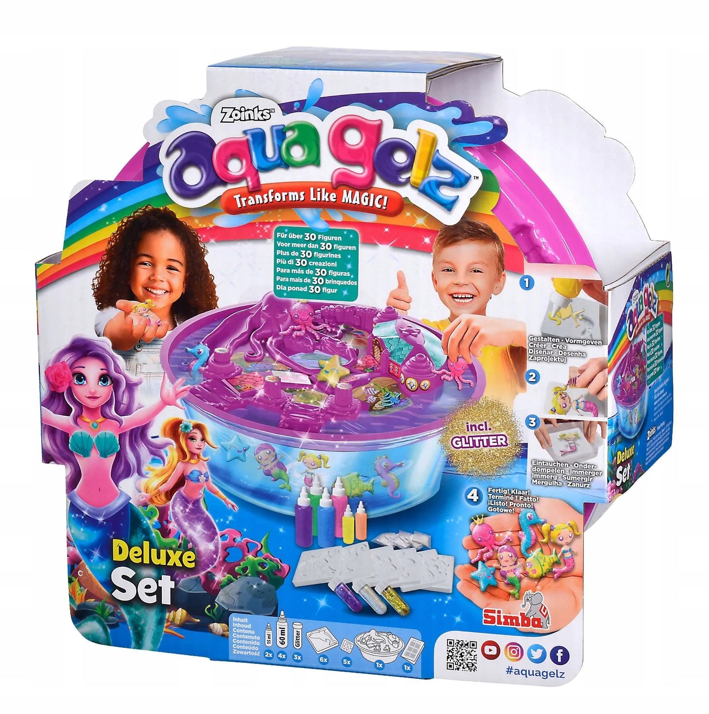 AQUA GELZ didelis kūrybinis rinkinys „Magiškos undinėlės“ 3D figūrėlės: 6 geliai + priedai