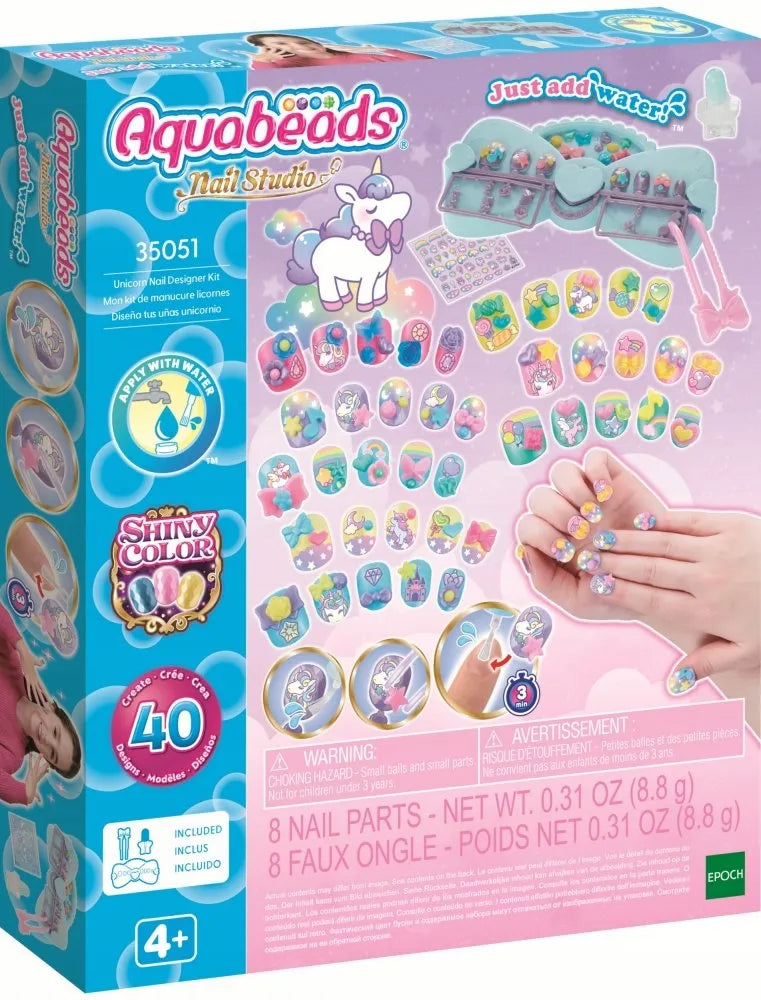 Aquabeads NAIL STUDIO nagų dailės rinkinys vienaragiai kūrybinis rinkinys