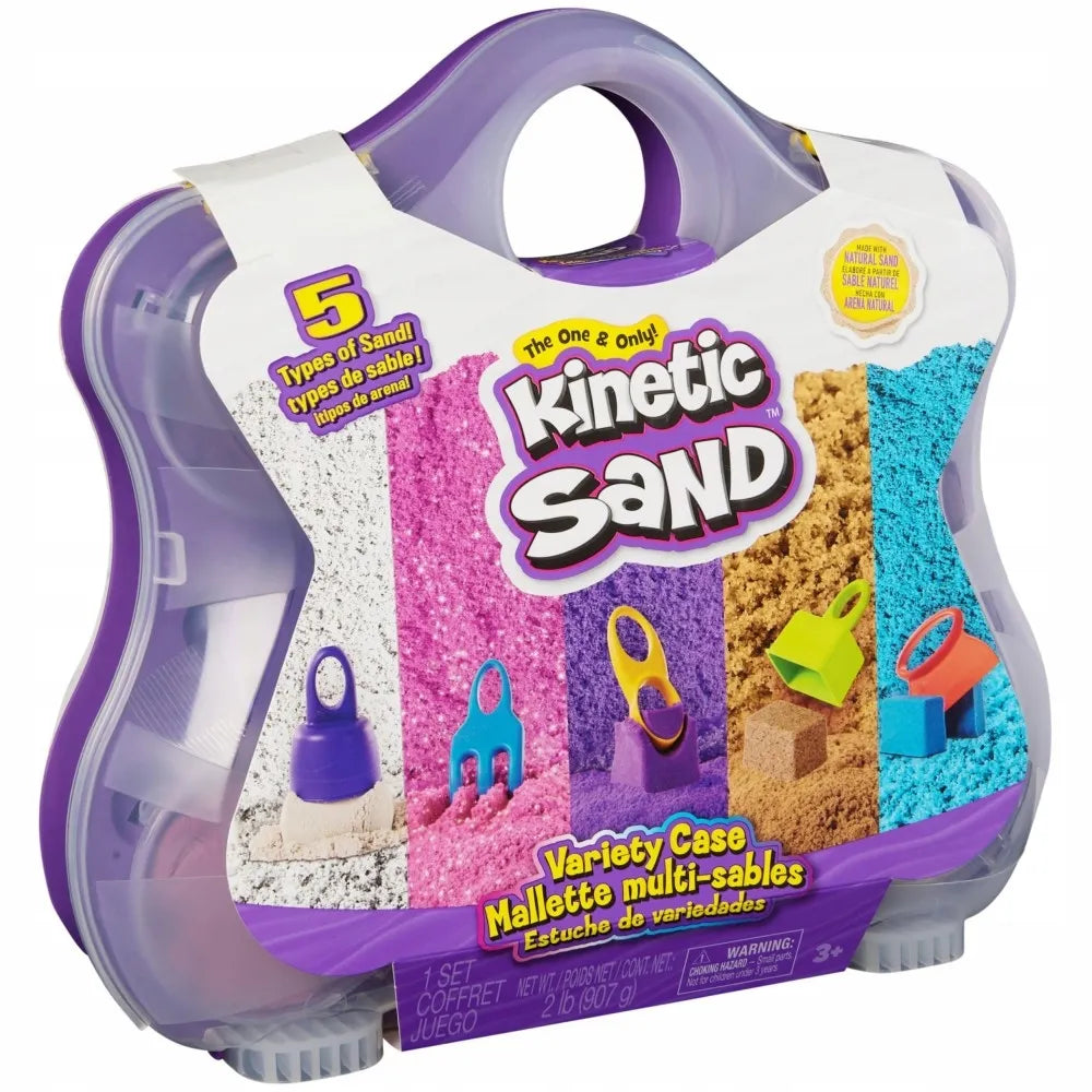 KINETIC SAND kinetinio smėlio rinkinys lagaminėlis su įrankiais 5 spalvos 907g