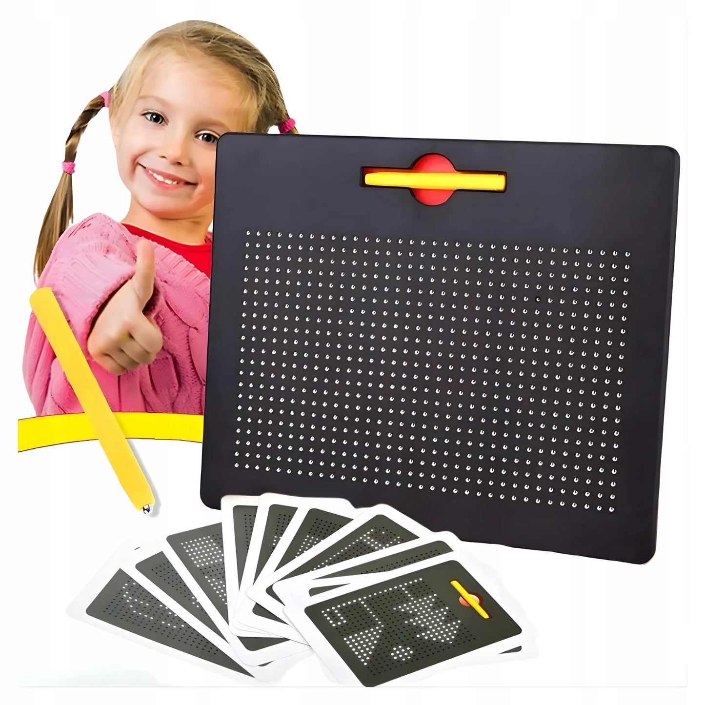 Magnetinė lenta XXL MagPad vaikams edukacinė 714 rutuliukų + šablonai