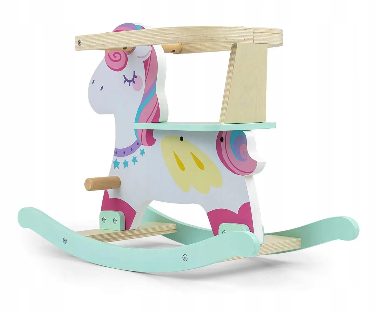 Medinis supamasis arkliukas su turėklais Lucky 12 - Unicorn Milly Mally