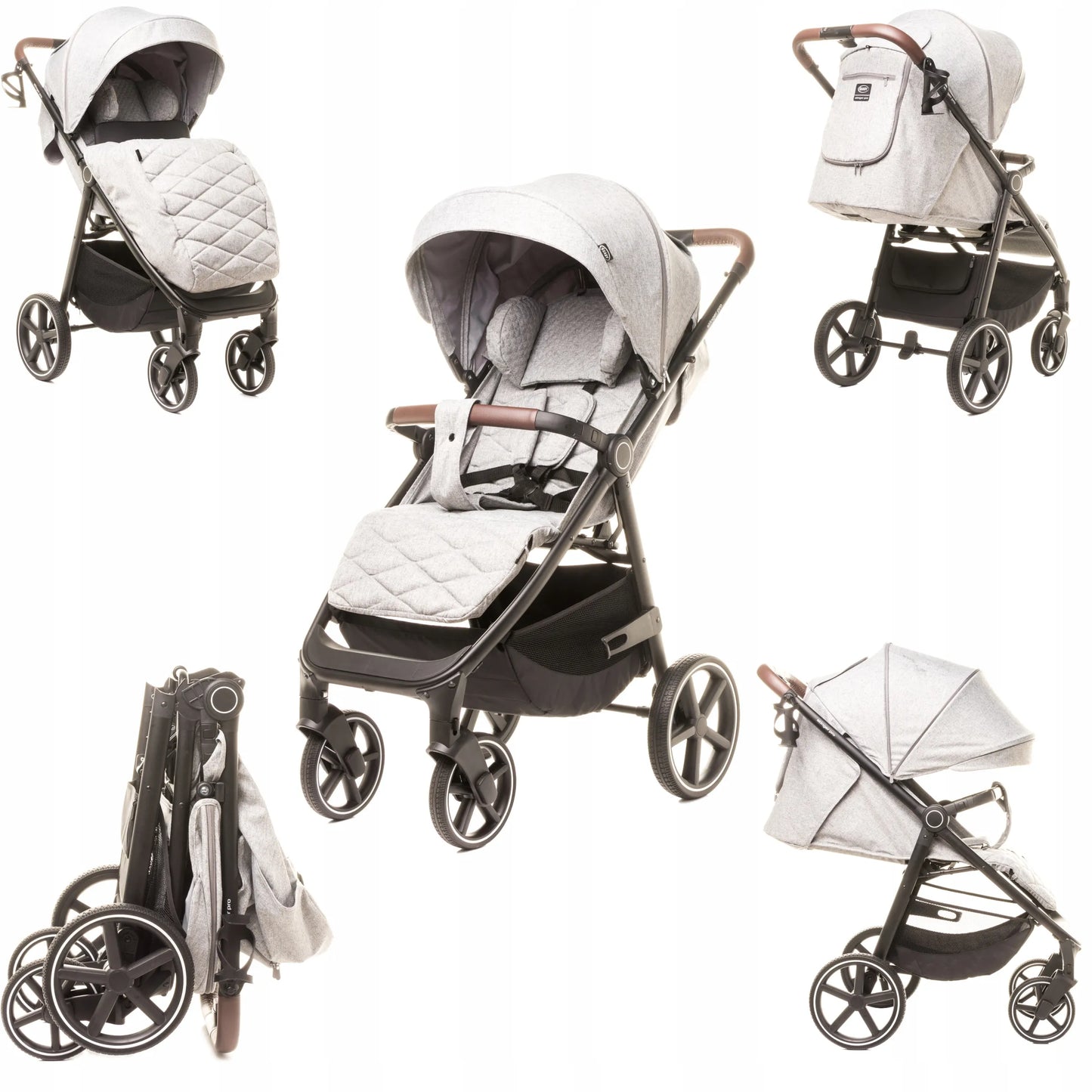 Sportinis vežimėlis 4Baby Stinger PRO Light Grey, geliniai ratai, aliuminis rėmas, iki 22 kg