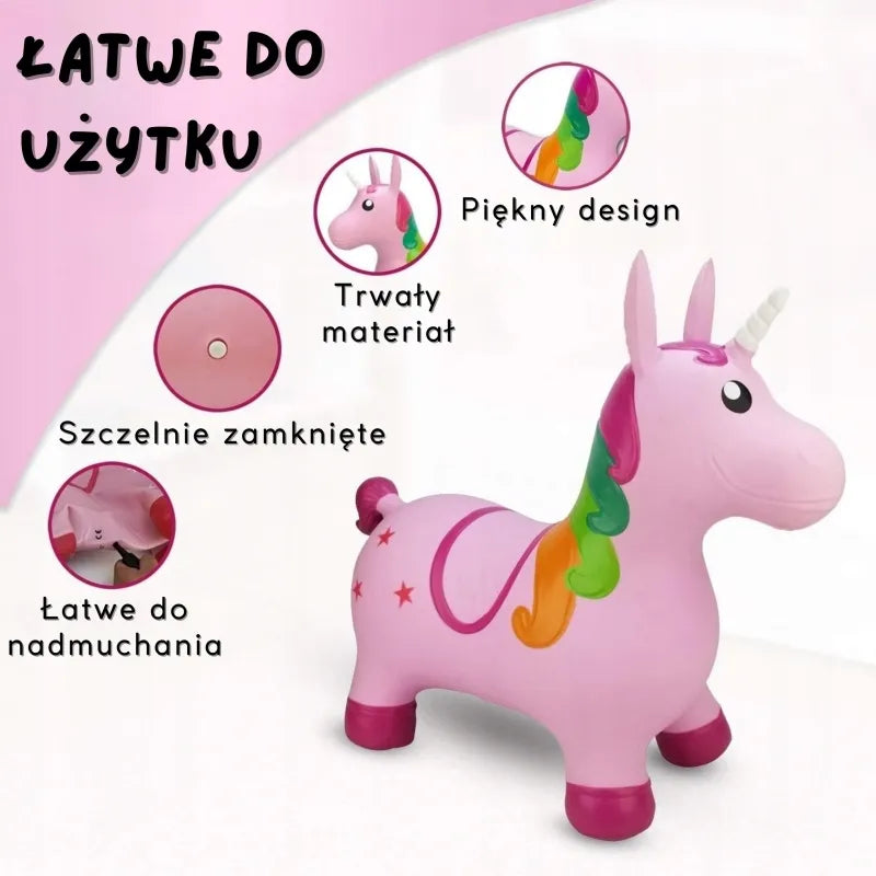 Woopie guminis šokliukas vienaragis rožinis + pompa