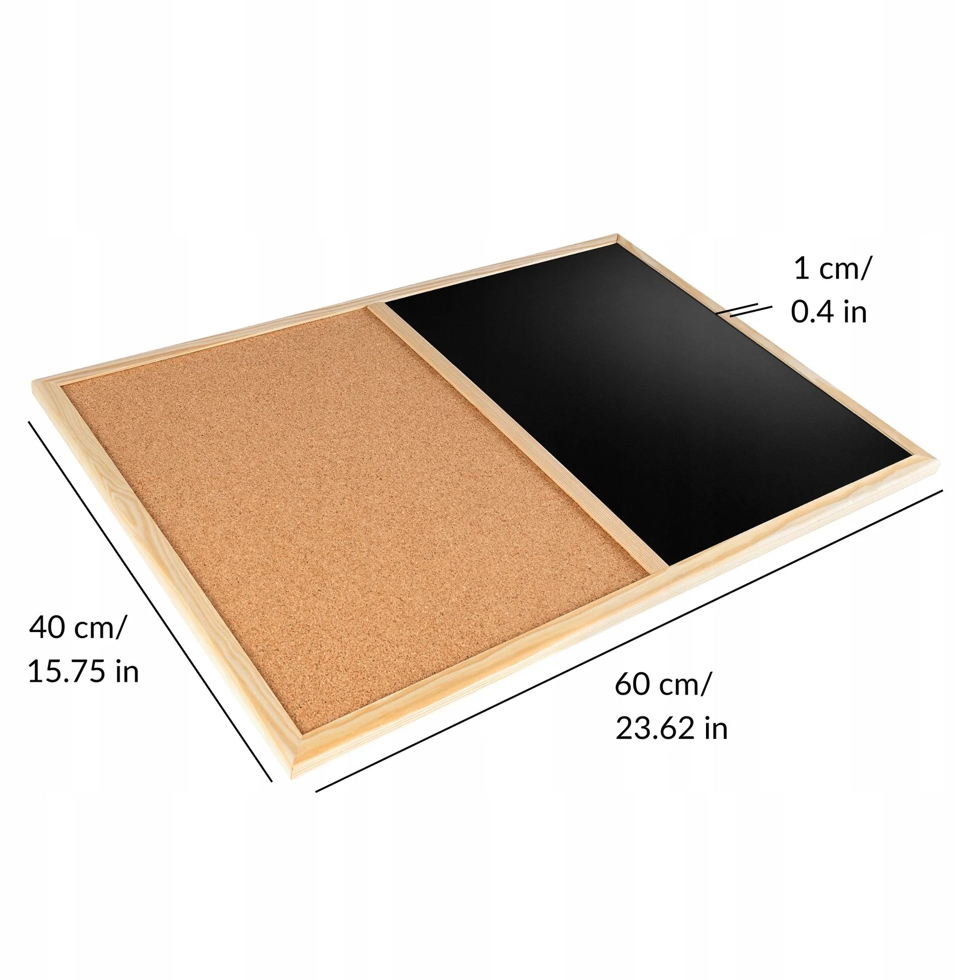 2in1 kamštinė kreidinė magnetinė lenta 60x40 ant sienos + smeigtukai magnetai