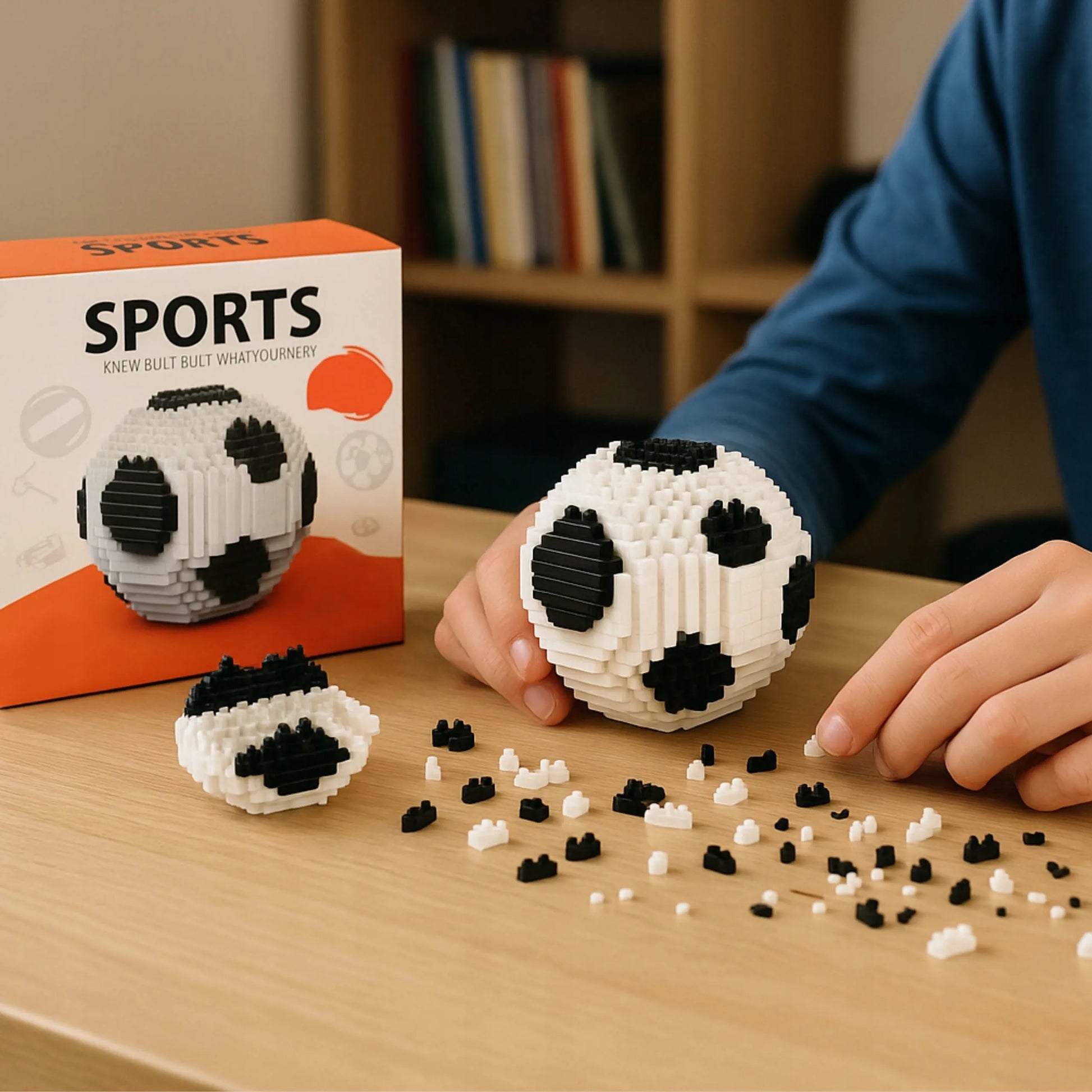 3D futbolo kamuolio formos konstravimo kaladėlės, 864 detalės, puiki dovana vaikinui