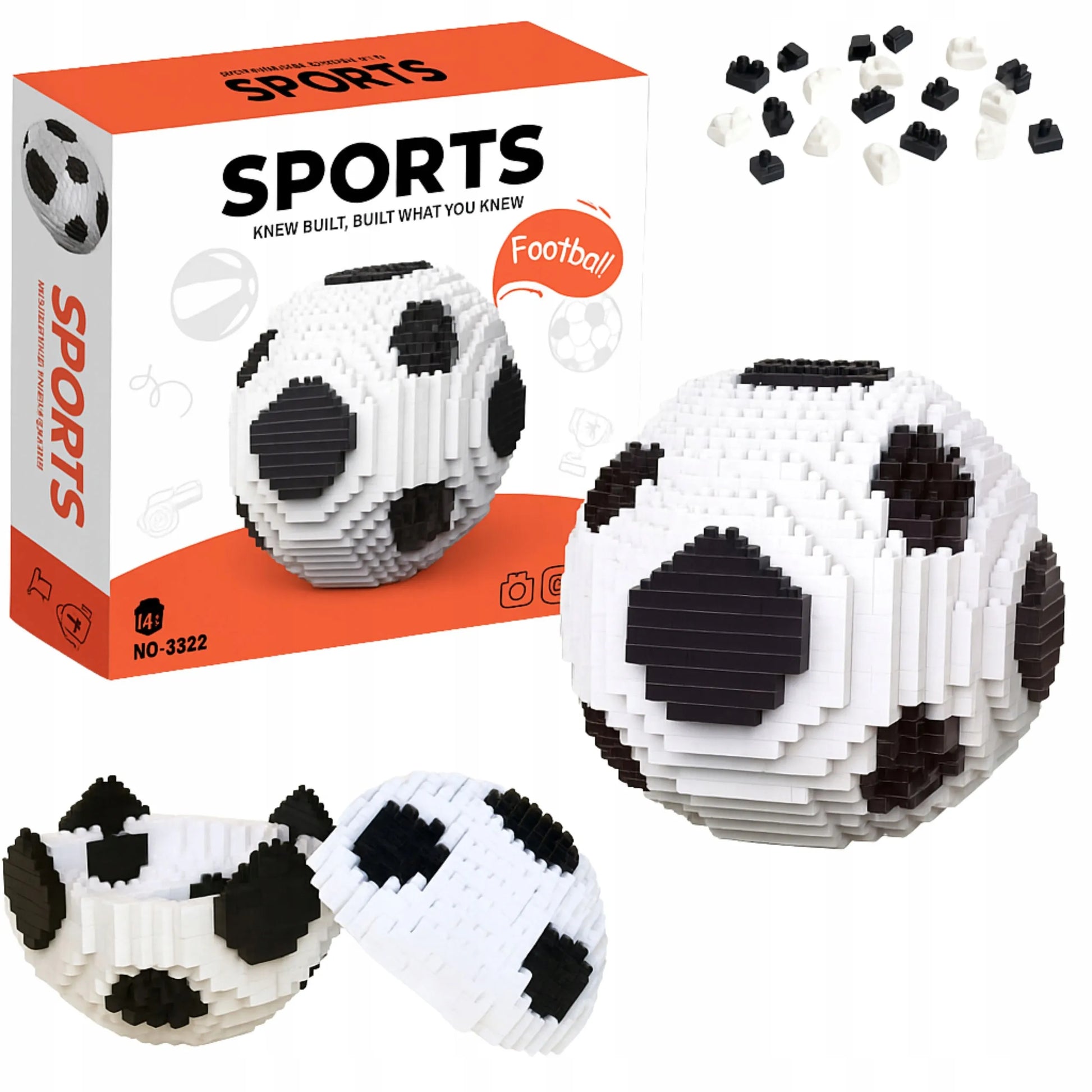 3D futbolo kamuolio formos konstravimo kaladėlės, 864 detalės, puiki dovana vaikinui