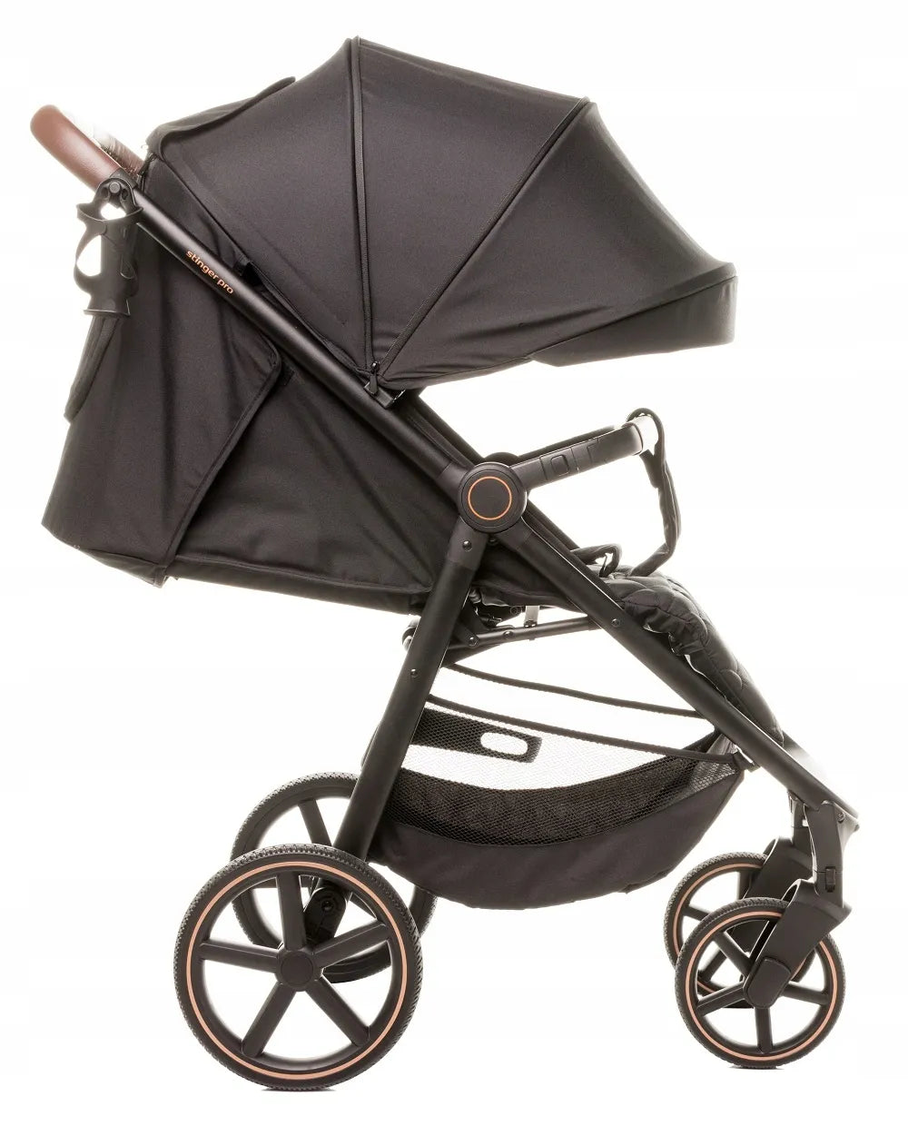 4Baby Stinger PRO sportinis vežimėlis su geliniais ratais, aliuminio rėmu iki 22kg, juodas