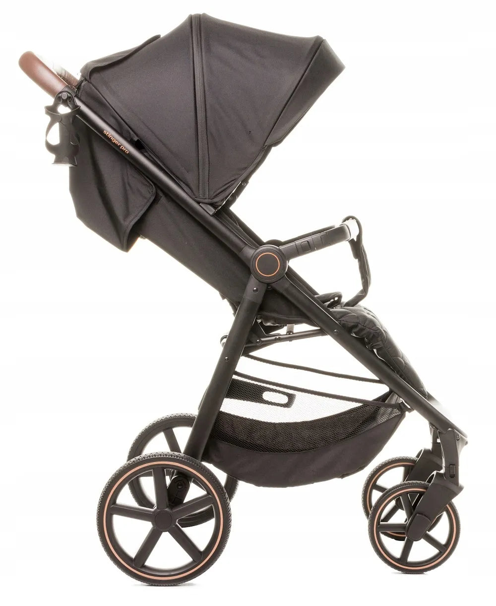 4Baby Stinger PRO sportinis vežimėlis su geliniais ratais, aliuminio rėmu iki 22kg, juodas