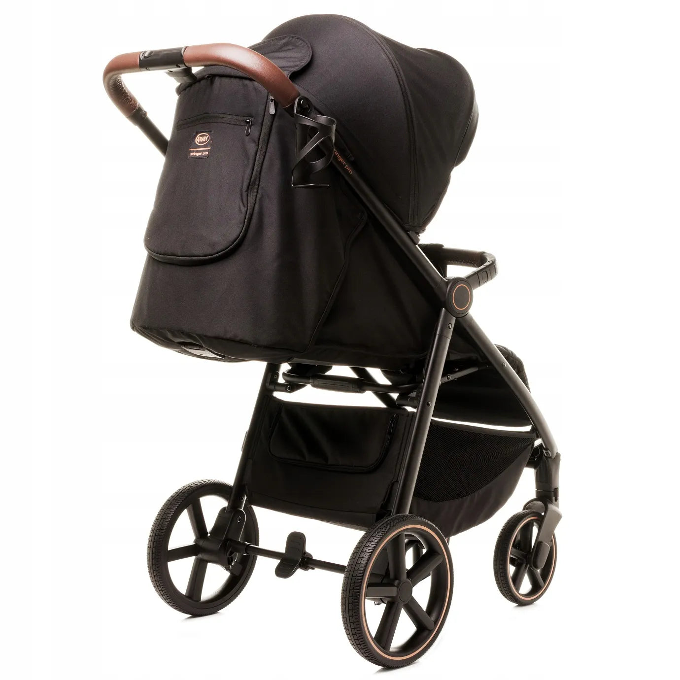 4Baby Stinger PRO sportinis vežimėlis su geliniais ratais, aliuminio rėmu iki 22kg, juodas