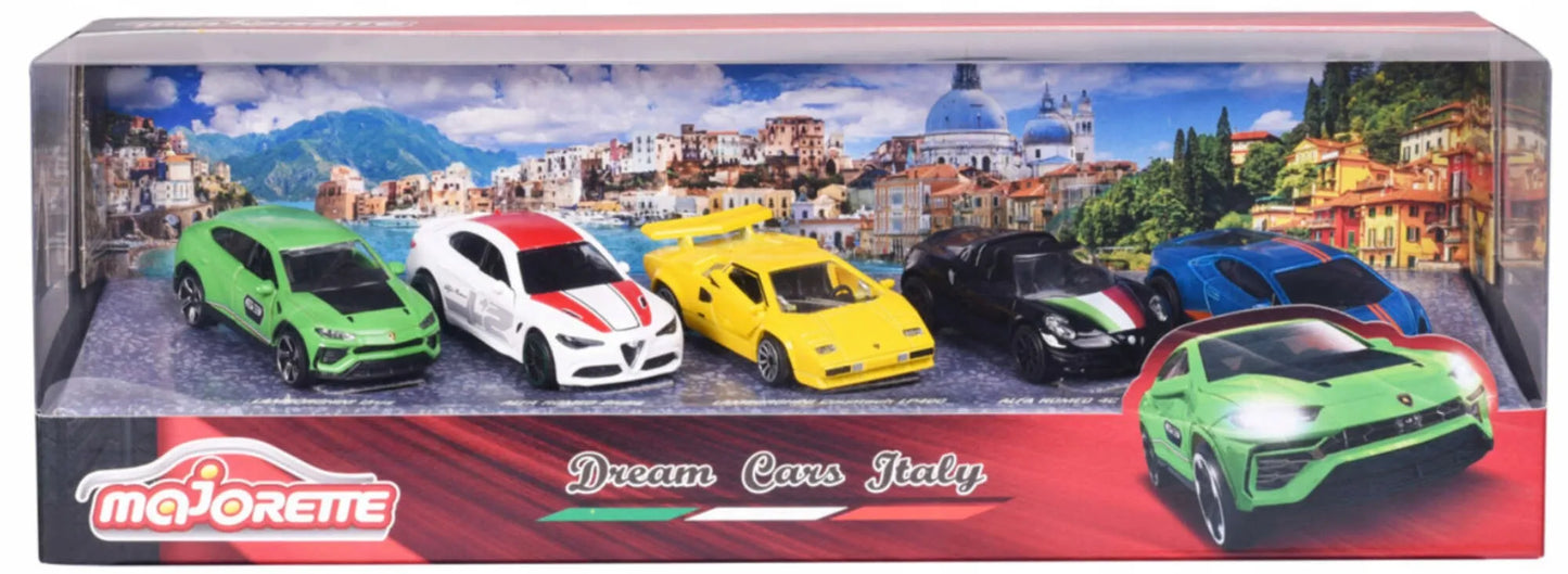 5 metalinių automobilių rinkinys itališki sportiniai automobiliai Majorette