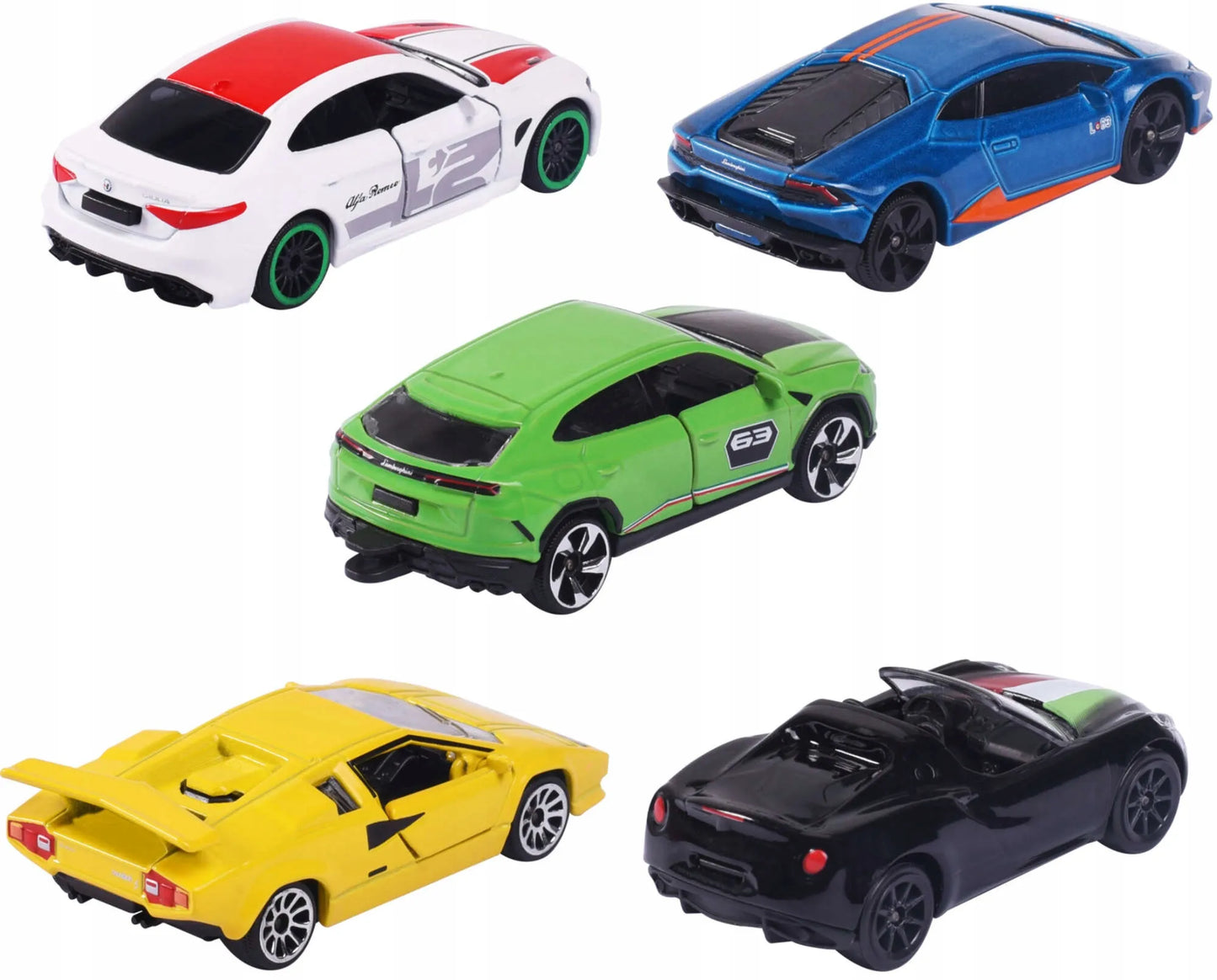 5 metalinių automobilių rinkinys itališki sportiniai automobiliai Majorette