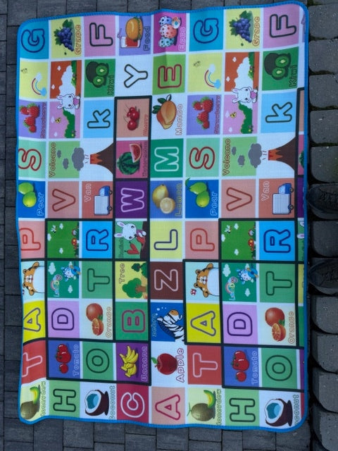 Dvipusis Edukacinis Kilimėlis Vaikams 180x200 cm su Abėcėle, Sulankstomas XL + Krepšys