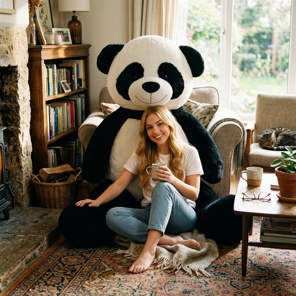 Didelis Pliušinis Meškinas Panda 220 cm – Milžiniška Minkštoji Maskotka