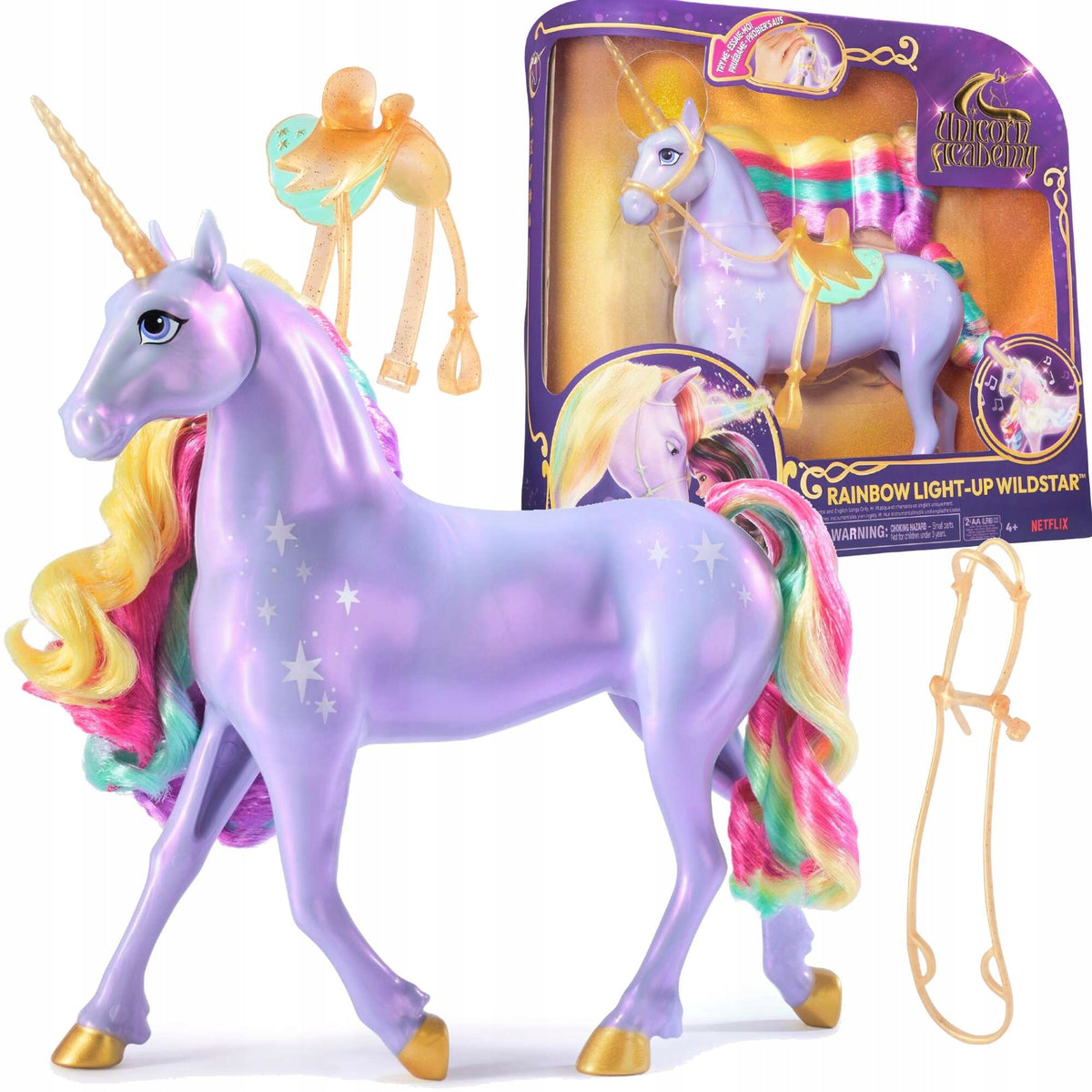 Unicorn Academy Figūrėlė – Vaivorykštinis, Šviečiantis Vienaragis „Wildstar“ su Garso Efektais, 29 cm