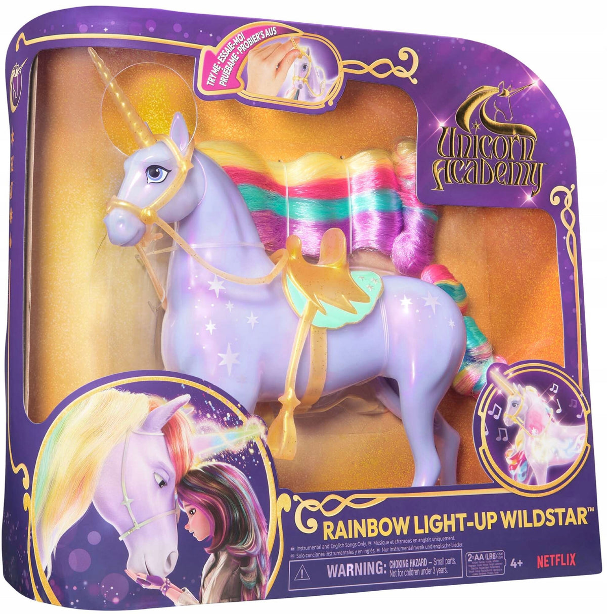 Unicorn Academy Figūrėlė – Vaivorykštinis, Šviečiantis Vienaragis „Wildstar“ su Garso Efektais, 29 cm