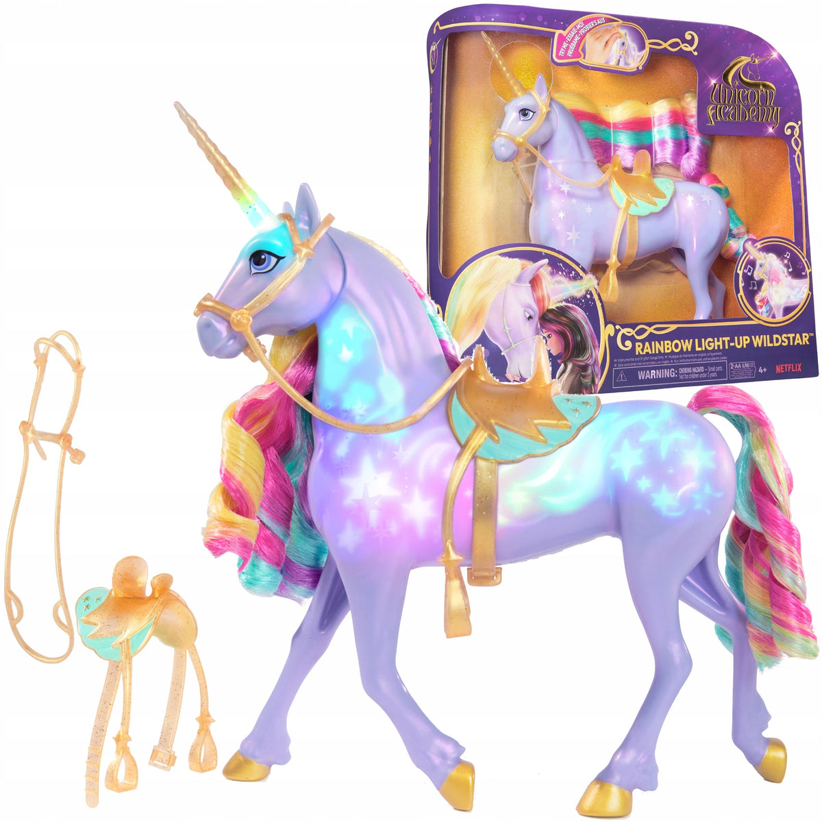 Unicorn Academy Figūrėlė – Vaivorykštinis, Šviečiantis Vienaragis „Wildstar“ su Garso Efektais, 29 cm
