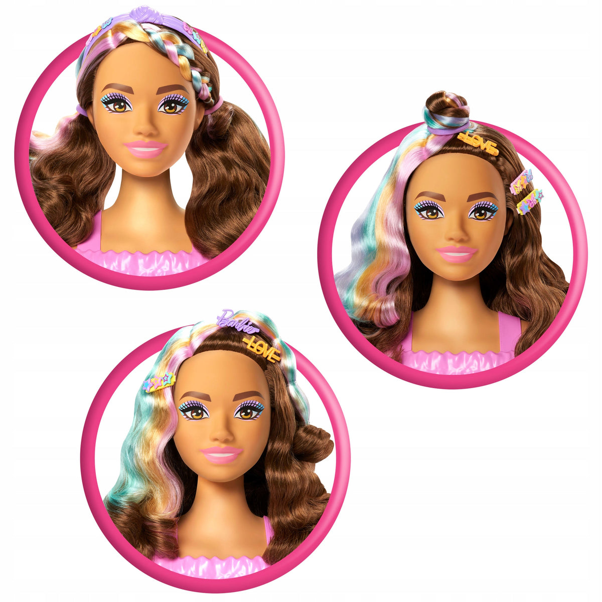 Barbie Lėlės Galva Šukuosenoms Kurti – Rudi Plaukai, Color Reveal Efektas