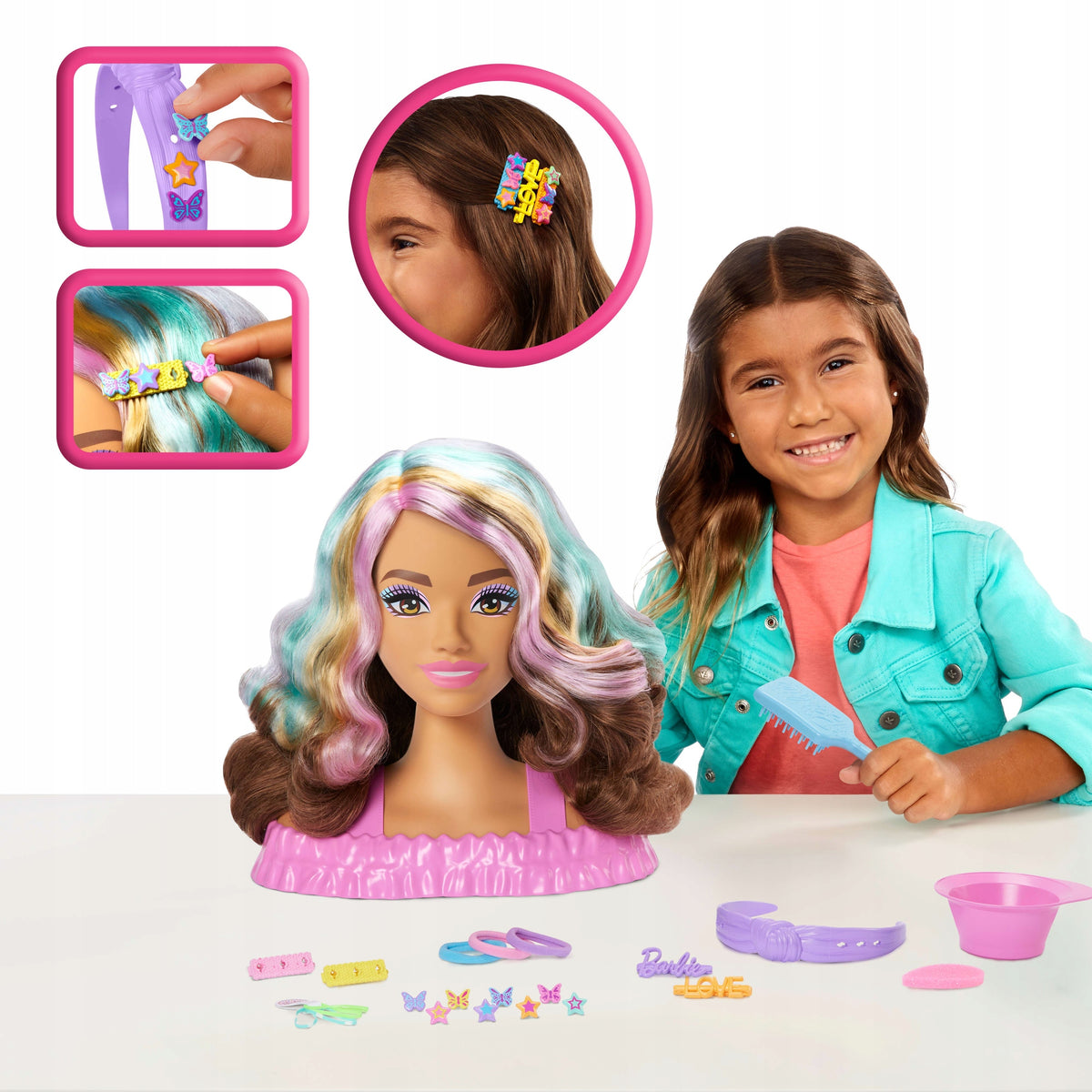 Barbie Lėlės Galva Šukuosenoms Kurti – Rudi Plaukai, Color Reveal Efektas