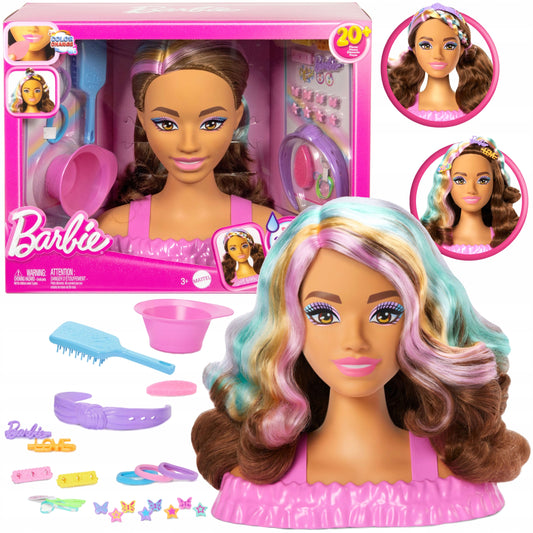 Barbie Lėlės Galva Šukuosenoms Kurti – Rudi Plaukai, Color Reveal Efektas