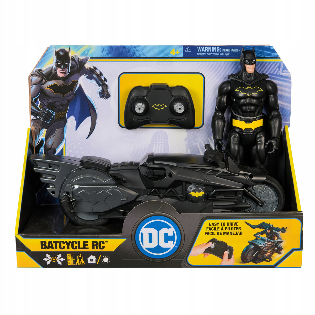 Betmeno Figūrėlė 30 cm + Nuotoliniu Būdu Valdomas Motociklas Batcycle RC – DC Studios