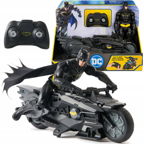 Betmeno Figūrėlė 30 cm + Nuotoliniu Būdu Valdomas Motociklas Batcycle RC – DC Studios