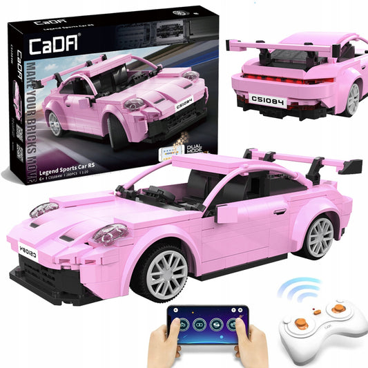 CaDA Konstrukcinių Kaladelių Automobilis Legend Sports Car RS – Rožinis, Nuotoliniu Būdu Valdomas RC Modelis, 280 Detalių