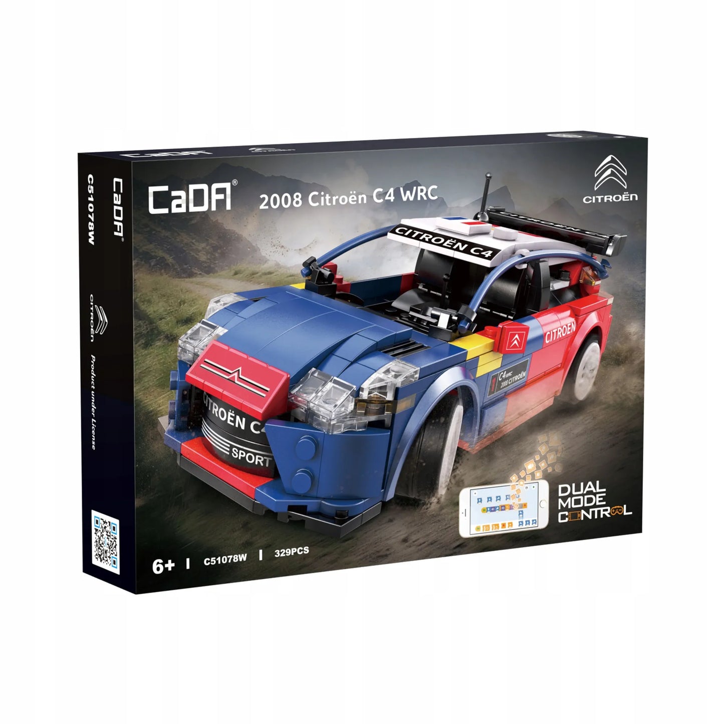 CaDA nuotoliniu būdu telefonu valdomas automobilis Citroen C4 WRC 329 detalių