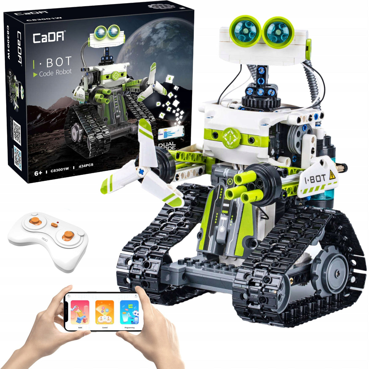 Cada Technic Robotas – Programuojamas, Nuotoliniu Būdu Valdomas Konstruktorius su LED Šviesomis, 434 Detalės