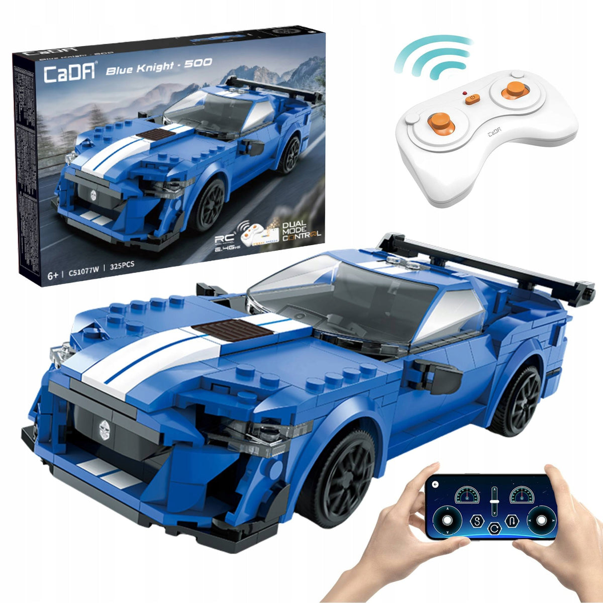 CaDA Konstruktorius – Nuotoliniu Būdu Valdomas Sportinis Automobilis Blue Knight 500, Dual Mode RC, 325 Detalės
