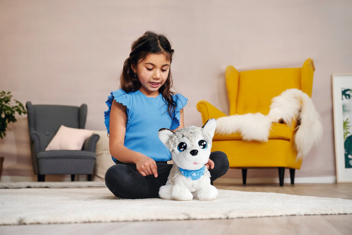 Chi Chi Love Interaktyvus Šuniukas Happy Husky – 12 Komandų, 30 Cm