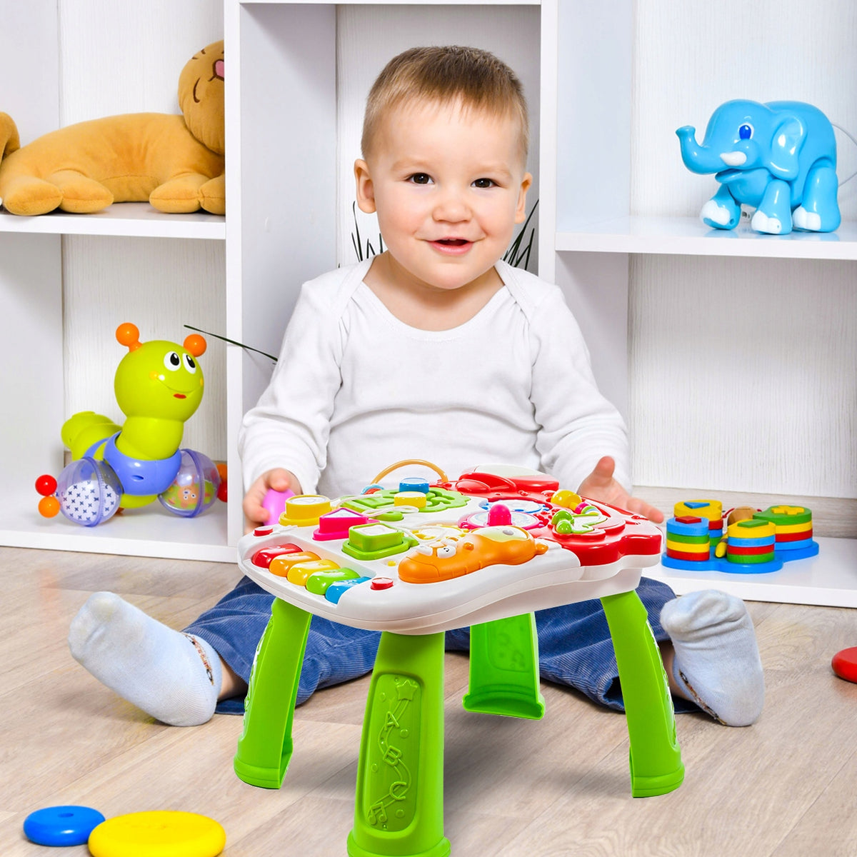 Interaktyvi Vaikų Vaikštynė-Stumdukas su Edukaciniu Staliuku 5in1