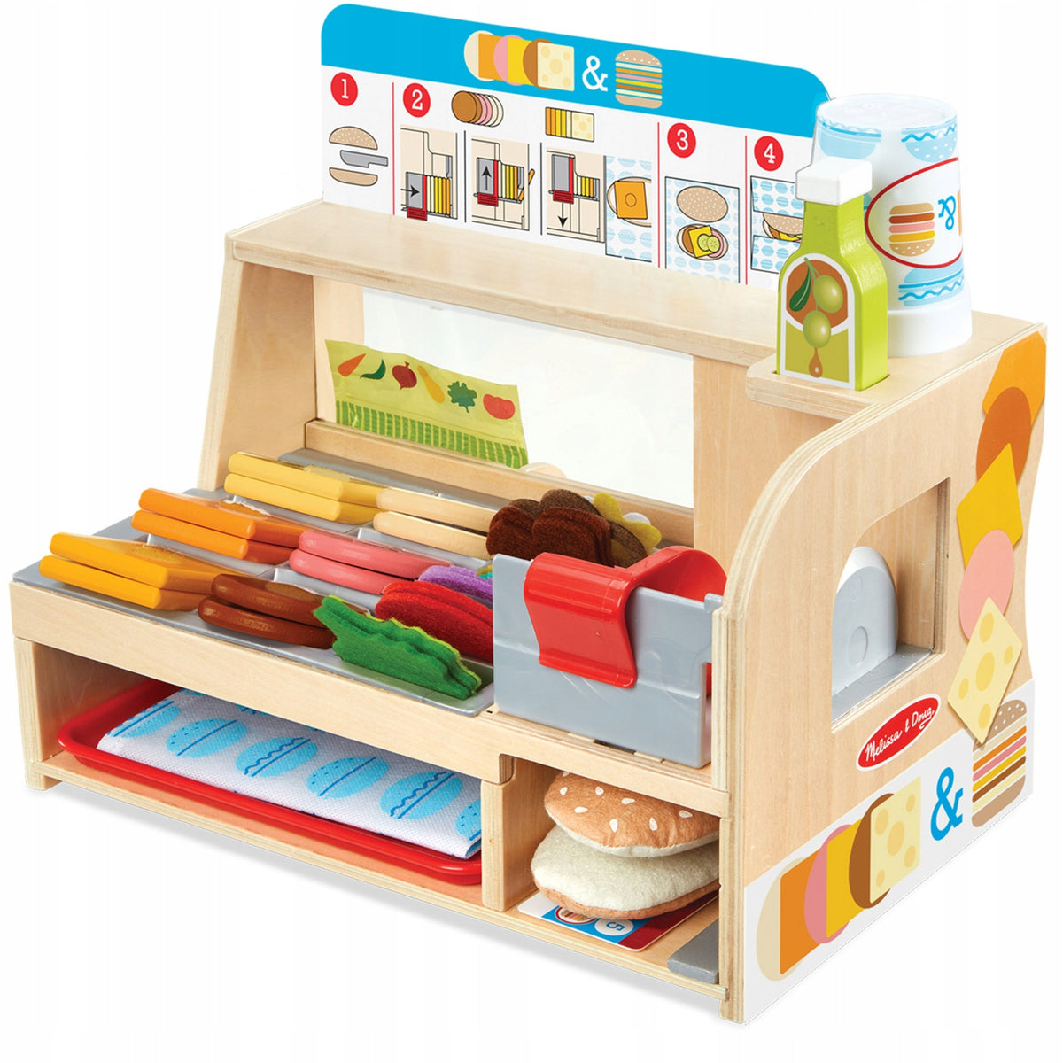 Medinis Užkandžių Baras Melissa & Doug – Vaikų Virtuvė Restoranui, 56 Dalys
