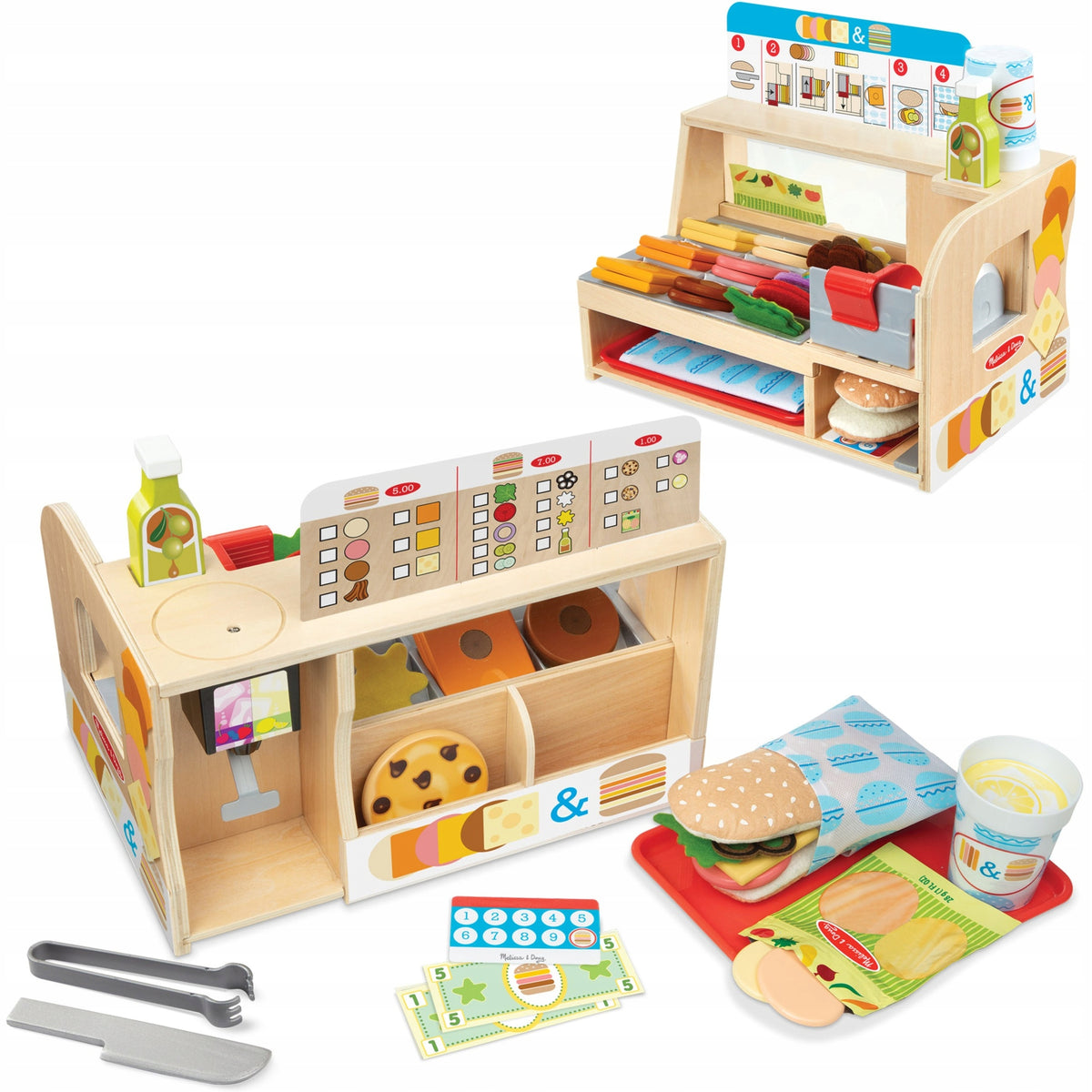 Medinis Užkandžių Baras Melissa & Doug – Vaikų Virtuvė Restoranui, 56 Dalys