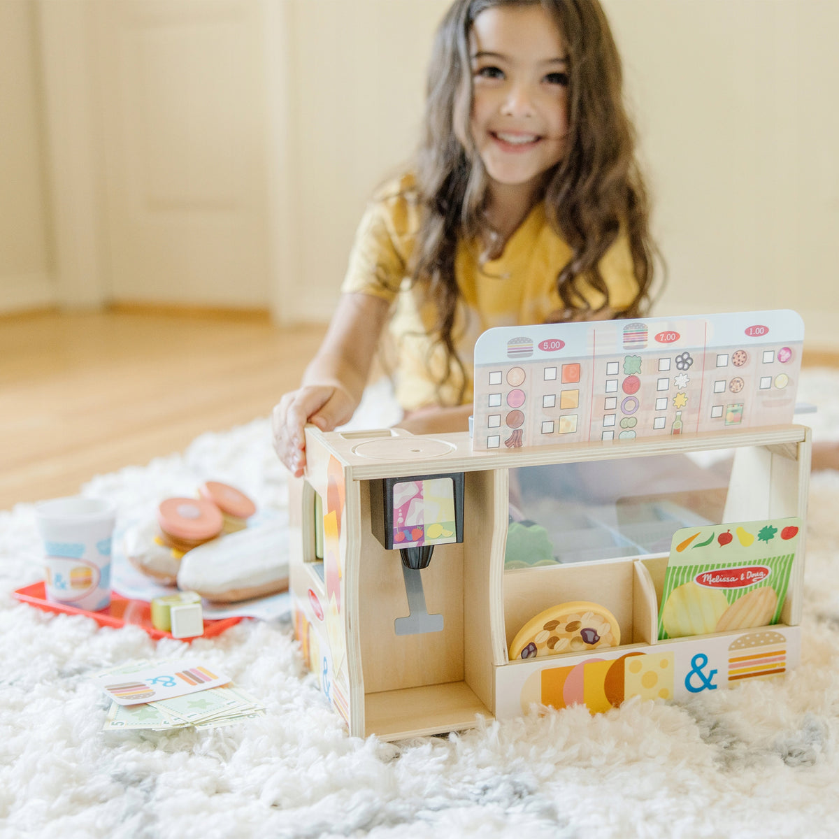 Medinis Užkandžių Baras Melissa & Doug – Vaikų Virtuvė Restoranui, 56 Dalys