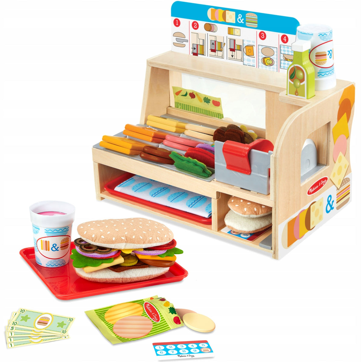Medinis Užkandžių Baras Melissa & Doug – Vaikų Virtuvė Restoranui, 56 Dalys