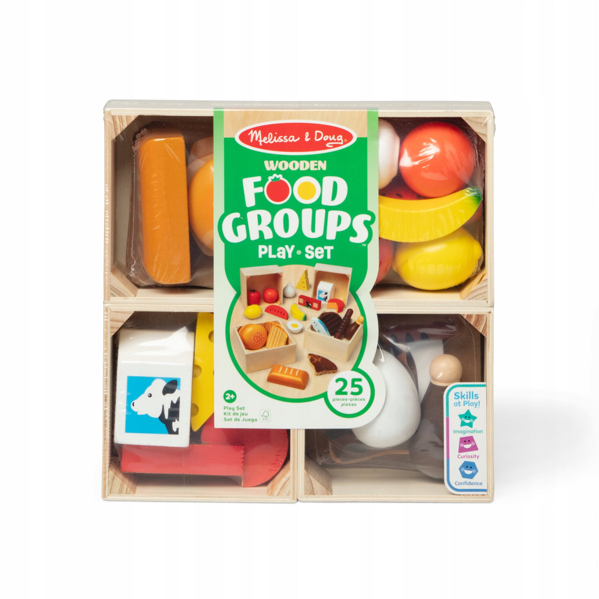 Medinis Maisto Produktų Rinkinys Melissa & Doug – 25 Elementų Vaisiai, Daržovės Ir Dėžutės