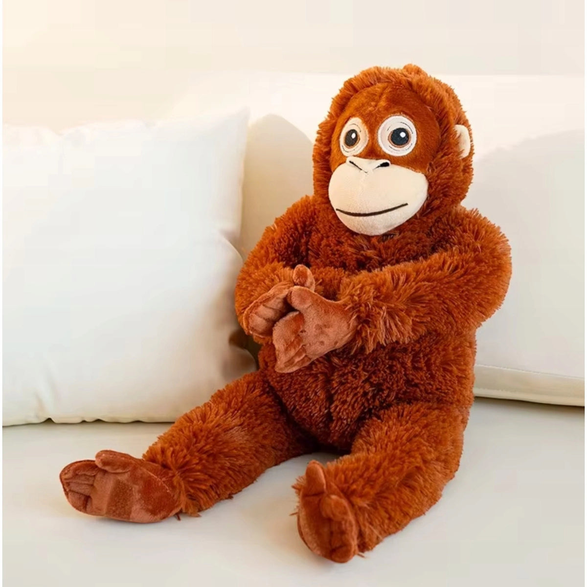 Didelis Pliušinis Orangutanas 90 cm – Minkšta Beždžionė Žaislas su Lipniomis Letenėlėmis XXL