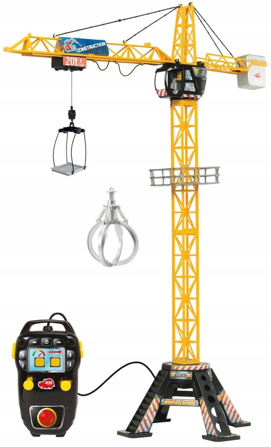 Didelis Statybinis Kranas Dickie Toys – Nuotoliniu Būdu Valdomas, 120 cm, su Garso Efektais