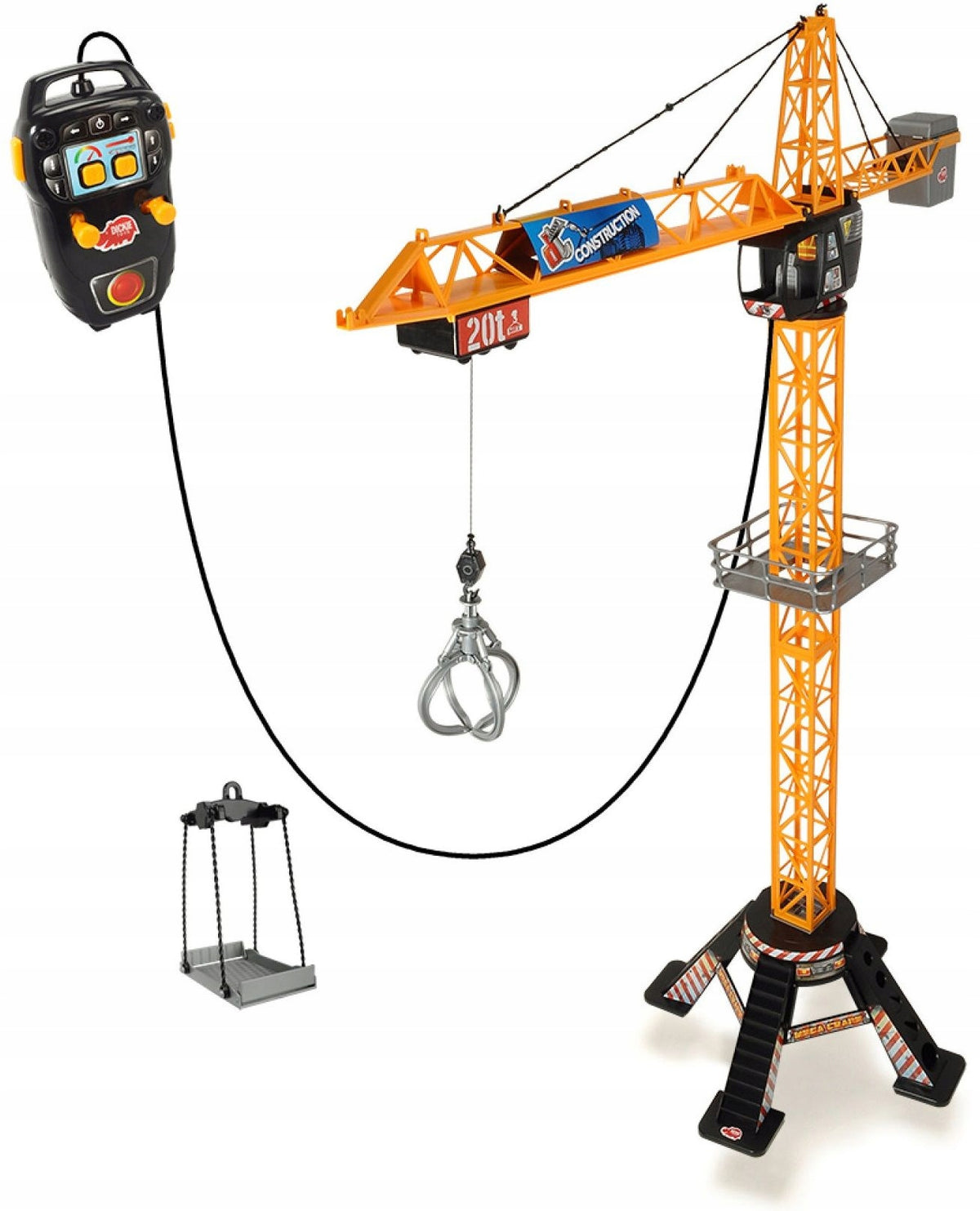 Didelis Statybinis Kranas Dickie Toys – Nuotoliniu Būdu Valdomas, 120 cm, su Garso Efektais