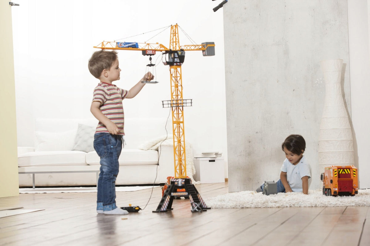 Didelis Statybinis Kranas Dickie Toys – Nuotoliniu Būdu Valdomas, 120 cm, su Garso Efektais