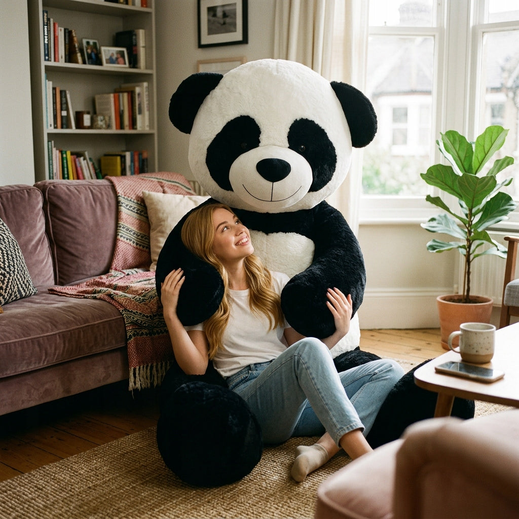 Didelis Pliušinis Meškinas Panda 220 cm – Milžiniška Minkštoji Maskotka
