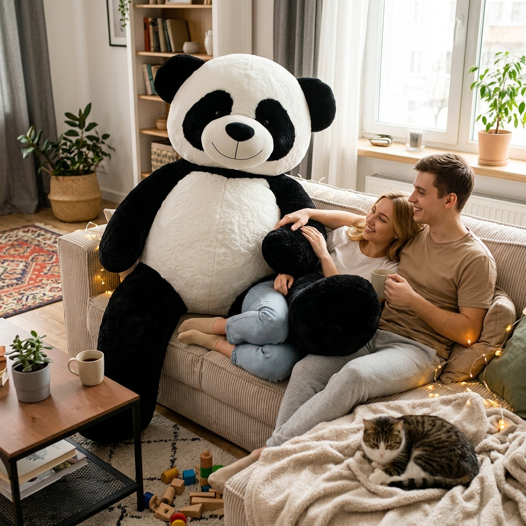 Didelis Pliušinis Meškinas Panda 220 cm – Milžiniška Minkštoji Maskotka