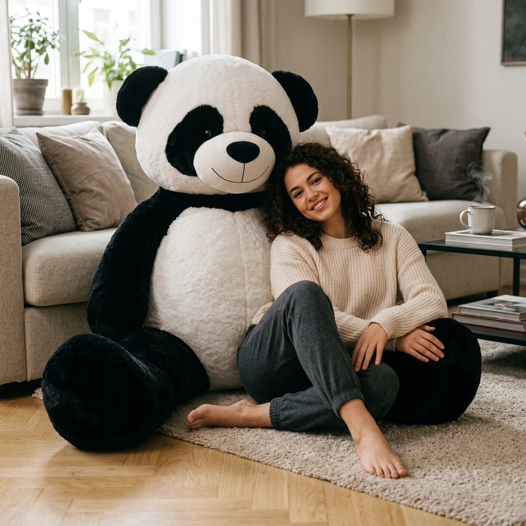 Didelis Pliušinis Meškinas Panda 220 cm – Milžiniška Minkštoji Maskotka