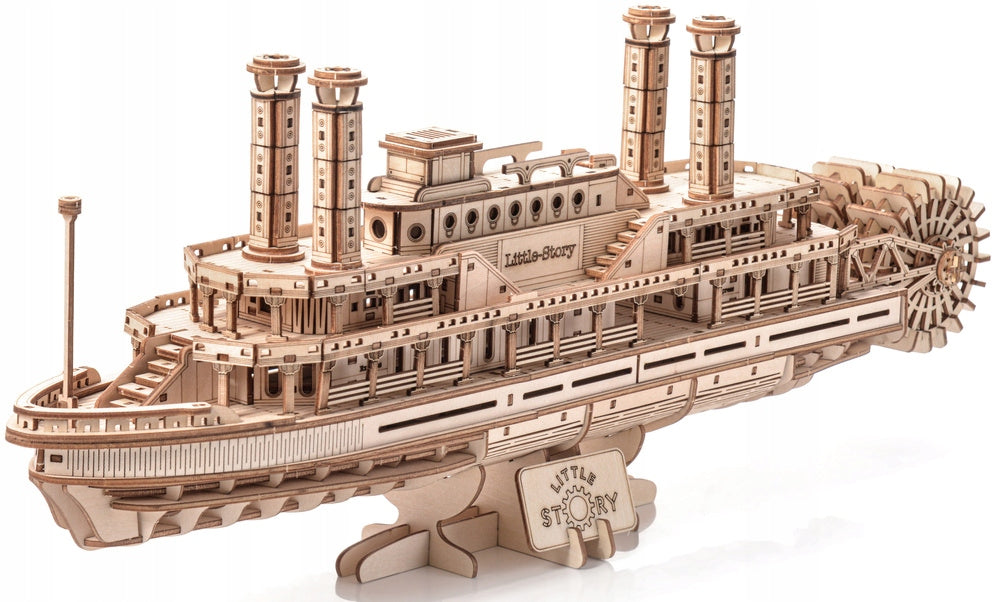 Medinė 3D dėlionė – garlaivis: medinio garlaivio modelis dovanai