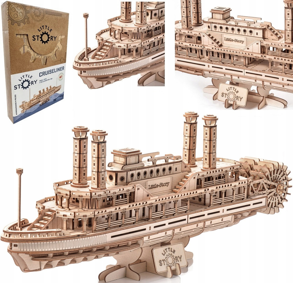 Medinė 3D dėlionė – garlaivis: medinio garlaivio modelis dovanai
