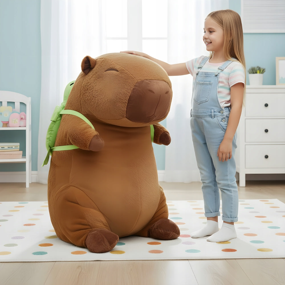 Didelė Pliušinė Kapibara su Vėžliu – Minkštas Žaislas-Pagalvė, 100 cm