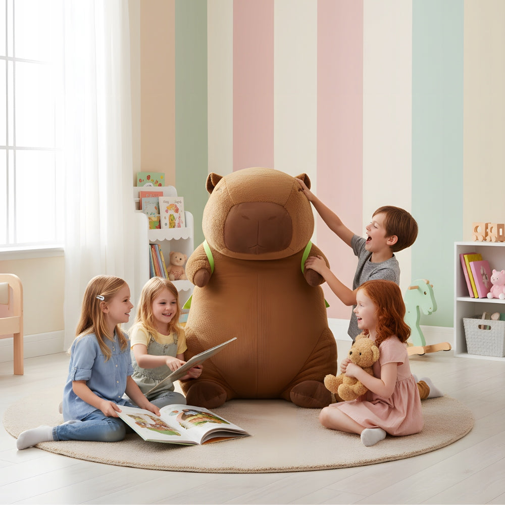 Didelė Pliušinė Kapibara su Vėžliu – Minkštas Žaislas-Pagalvė, 100 cm